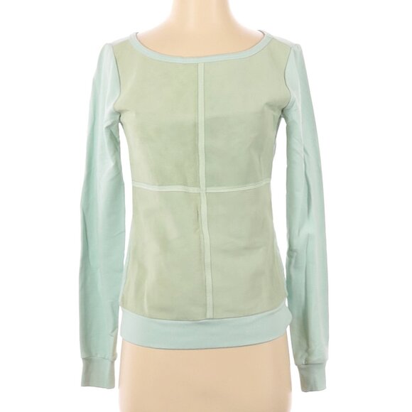 Anthropologie Bailey 44 Mint Green Faux Leather Paneled Sweatshirt S NWOT - Picture 1 of 2